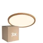Lot 3x Nordlux LED Plafonnier Oja 29 Bois 18W 1600lm - 827 Blanc Très Chaud | 3 Niveaux De Gradation Dimmable 
